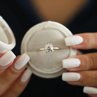 1.0 CT Round Cut Solitaire Halo Moissanite Engagement Ring front view