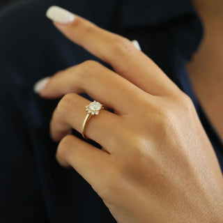 Vintage 1.0ct round cluster moissanite ring side profile view