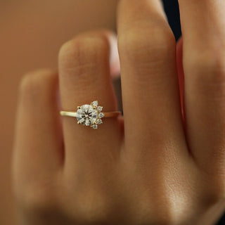Vintage 1.0ct round cluster moissanite ring front view