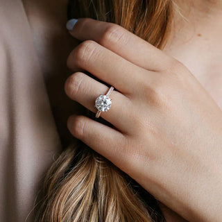 3.08CT Round Cut Pave Moissanite Diamond Engagement Ring