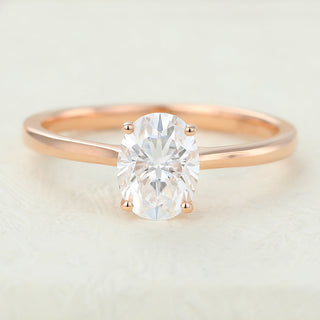 1.33 CT Oval Cut Solitaire Halo Moissanite Engagement Ring front view