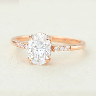 1.33 CT Oval Cut Pave Sparkling Moissanite Engagement Ring top view