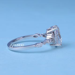 Luminous 1.50ct oval cluster moissanite ring close up of the setting