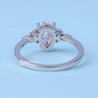 Radiant 1.0ct pear cluster moissanite ring top view