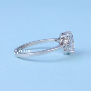 Radiant 1.0ct pear cluster moissanite ring side profile view