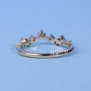 Round Moissanite Diamond Cluster Curved Wedding Band