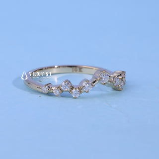 Round Moissanite Diamond Cluster Curved Wedding Band