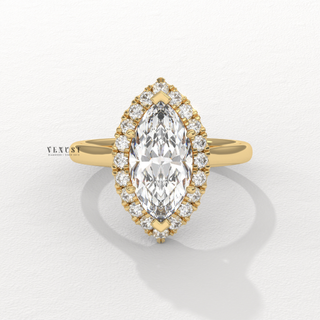 Elegant Solitaire Marquise Cut Moissanite Engagement Ring front view