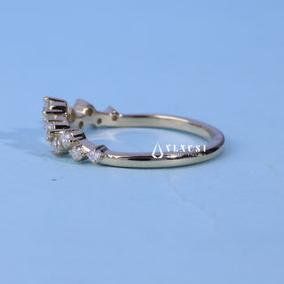 Round Moissanite Diamond Cluster Curved Wedding Band