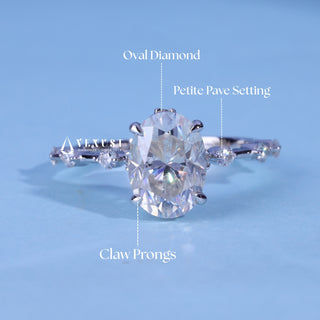 Bold 1.50ct oval pave moissanite ring shown on a finger