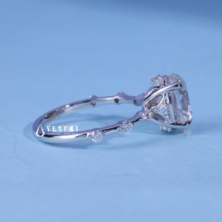 Bold 1.50ct oval pave moissanite ring side profile view