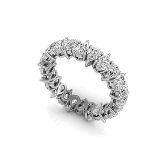 Vintage pear eternity moissanite wedding band angled view showing its sparkle