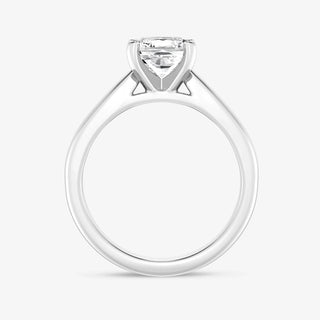 Graceful 1.0ct cushion solitaire moissanite ring side profile view