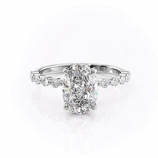 2.10 CT Oval Brilliant Solitaire Moissanite Engagement Ring front view