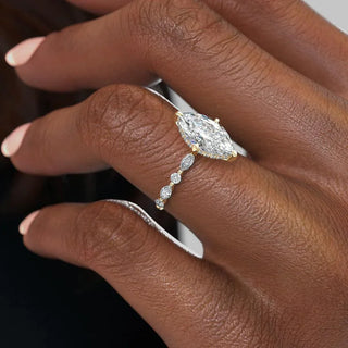 1.58 CT Marquise Brilliant Cut Moissanite Engagement Ring angle view