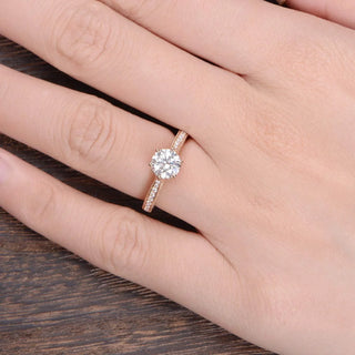 Gorgeous 1.35ct round solitaire moissanite ring side profile view