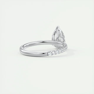 1.93CT Pear Cut Pave Diamond Moissanite Engagement Ring