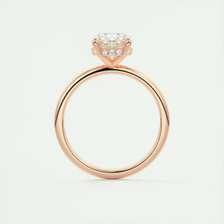 Brilliant 1.91ct oval hidden halo moissanite ring side profile view