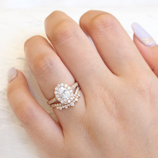 Dazzling 1.50ct oval halo moissanite ring front view