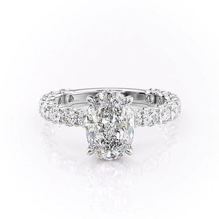 2.10 CT Oval Cut Solitaire Halo Moissanite Engagement Ring full view