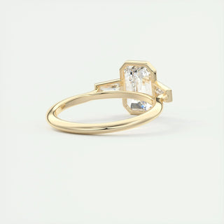 2.30CT Emerald Cut Bezel 3 Stone Diamond Moissanite Engagement Ring
