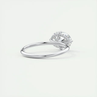 Classic 1.91ct oval hidden halo moissanite ring side profile view