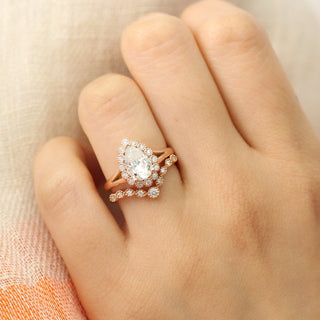 Timeless 1.50ct pear halo moissanite ring front view