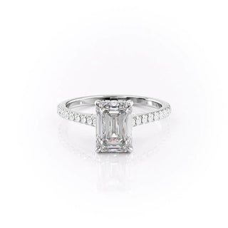 2.10 CT Emerald Solitaire Bridal Moissanite Engagement Ring full view
