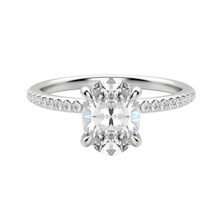 1.91CT Oval Solitaire With Pave Setting Moissanite Engagement Ring