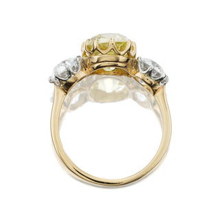 three stone moissanite ring vintage side profile