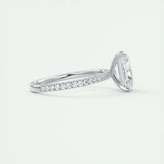 2.10 CT Radiant Cut Pave Diamond Moissanite Engagement Ring