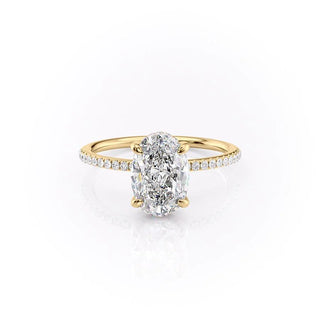 2.10 CT Oval Cut Solitaire & Pave Setting Moissanite Engagement Ring