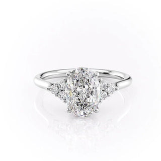2.10 CT Oval Cut Cluster Halo Moissanite Engagement Ring front view