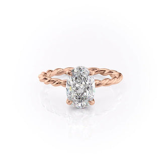 2.10 CT Oval Solitaire & Twisted Band Style Moissanite Engagement Ring
