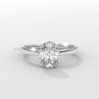 Oval cut moissanite ring side profile  Simple Oval Solitaire detail view 3