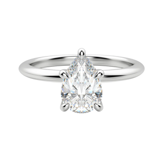 Brilliant 1.33ct pear hidden halo moissanite ring top view