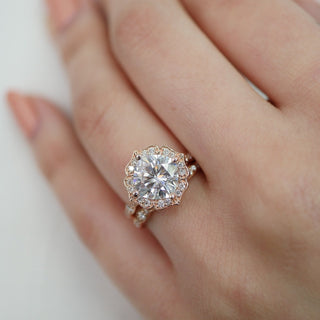 Graceful 2.30ct cushion halo moissanite ring front view