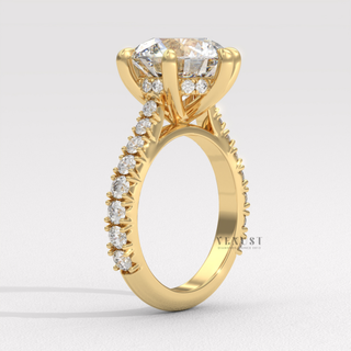 Three carat round moissanite ring with lifted setting