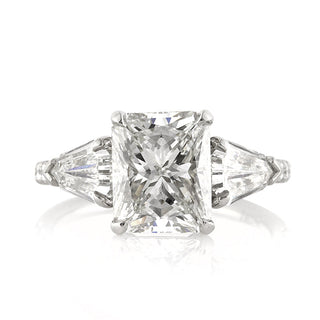 Radiant double three stone moissanite ring front view