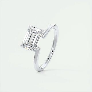 1.91CT Emerald Cut East West Diamond Solitaire Moissanite Engagement Ring