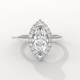 Elegant Solitaire Marquise Cut Moissanite Engagement Ring side view