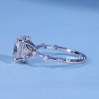 Bold 1.50ct oval pave moissanite ring close up of the setting