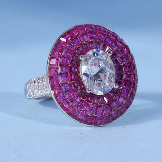 Top view of the Oval Cut Moissanite Halo Engagement Ring centre stone