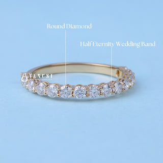 Round Cut Eternity Pave Moissanite Diamond Wedding Band