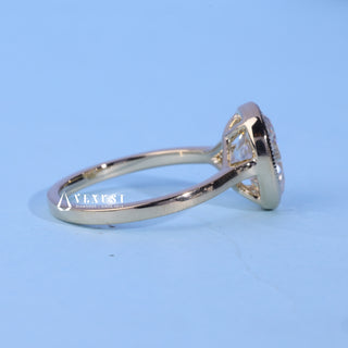 2.0CT Bezel Set Oval Moissanite Diamond Cathedral Engagement Rings