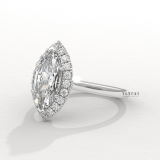 Elegant Solitaire Marquise Cut Moissanite Engagement Ring angled view