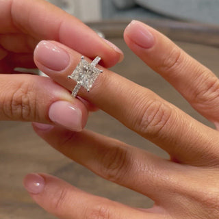 3.5ctw Princess Cut Pave Moissanite Diamond Engagement Ring