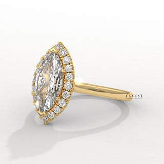 Elegant Solitaire Marquise Cut Moissanite Engagement Ring band detail