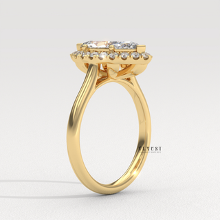 Elegant Solitaire Marquise Cut Moissanite Engagement Ring three quarter view
