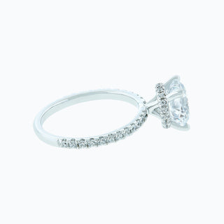 Graceful 2.0ct round hidden halo moissanite ring close up of the setting
